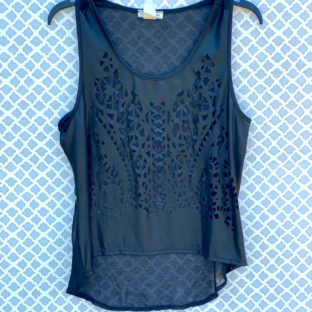 Body Central Black net high-low Tank top